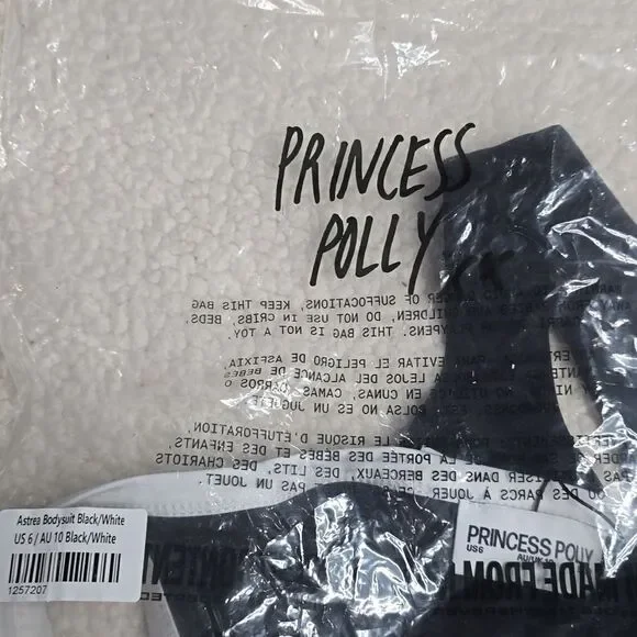 948 NWT Princess Polly Astrea bodysuit black / white Sz US 6 - Picture 7 of 7